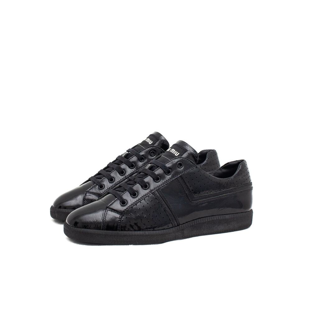 RARE MIU MIU Men’s GAT Patient Leather Low Top Sneaker Black US: 9
